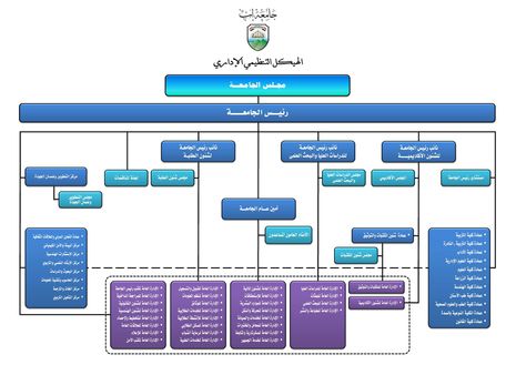 الهيكل التنظيمي الإدارية لجامعة إب